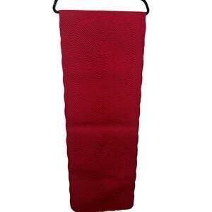 Williams Sonoma Red Quilted Scalloped Table Runner 100% Cotton 16” x 90”